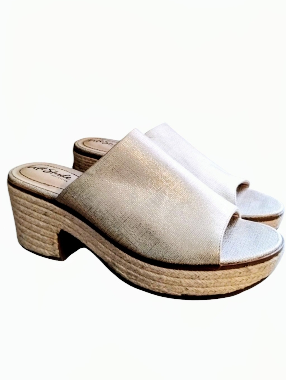 Life Stride Paradise Slide-On Espadrille Block Heel Mules - Cream